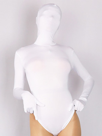 ホワイト セクシーなスーツ トライアングル ワンピース 高弾性 ポリエステル ボディスーツ ジャンプスーツ