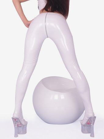 ホワイト 女性用大人用タイツ ブルー アンモニア ラテックス ボトムス