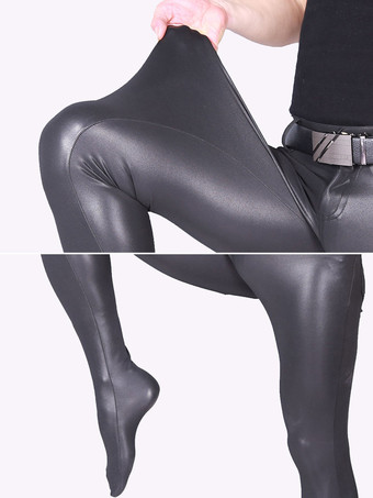メンズタイツ モーターサイクル パテントレザー スモールレッグ ステージウェア タイトパンツ