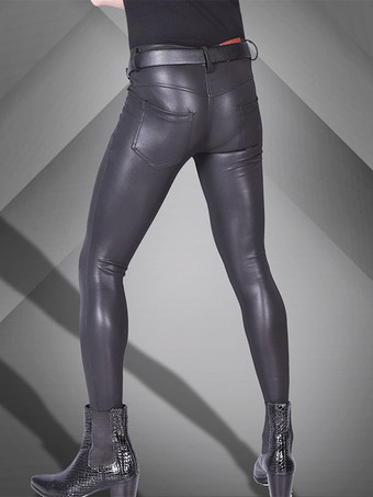 メンズタイツ モーターサイクル パテントレザー スモールレッグ ステージウェア タイトパンツ