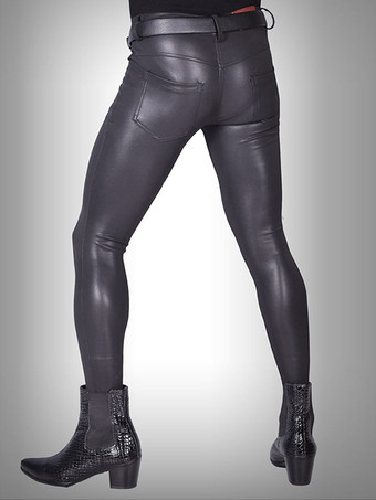 メンズタイツ モーターサイクル パテントレザー スモールレッグ ステージウェア タイトパンツ