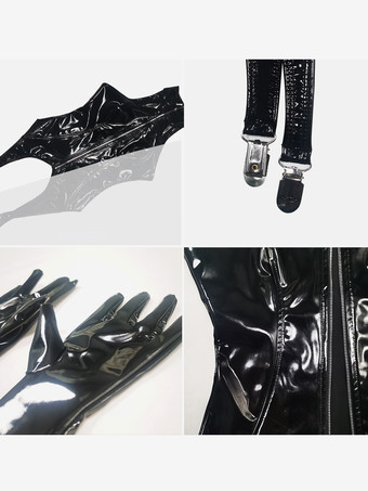 セクシーなキャットスーツ ポリエステル ホワイト ゼンタイ コスチューム 4ピーススーツ