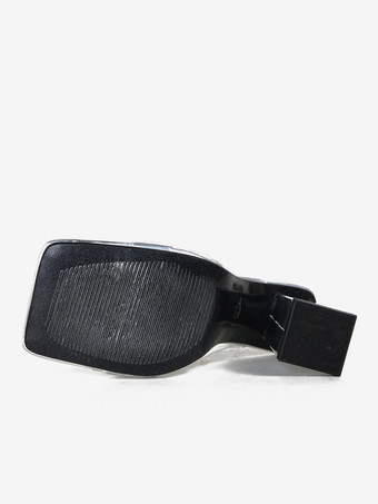 女性用ミュールヒール PVC アッパー フリップ フロップ スクエアトゥ チャンキーヒール ミュール