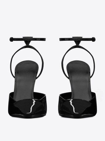 レディース ハイヒール スクエアトゥ スティレットヒール アンクルストラップ パンプス