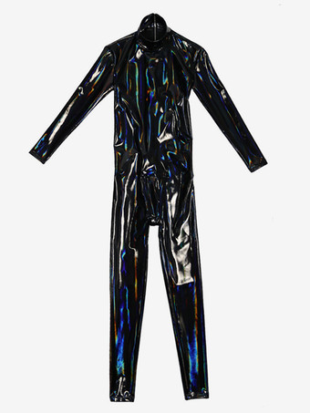 メンズ 全身タイツ キャットスーツ アンモニア フルカバー ボディスーツ パテントレザー ジャンプスーツ