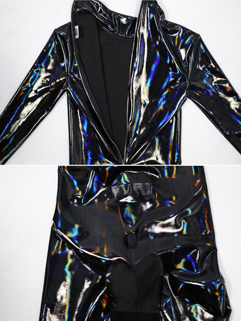 メンズ 全身タイツ キャットスーツ アンモニア フルカバー ボディスーツ パテントレザー ジャンプスーツ