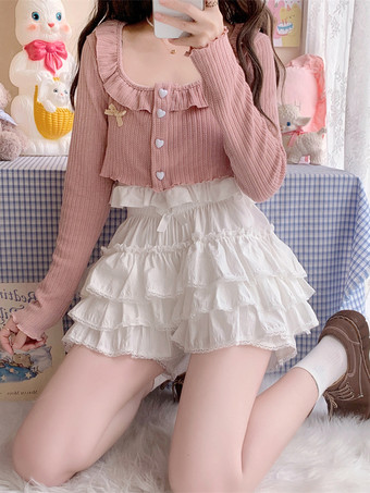 甘いロリータ ブルマ フリル ルーズ ホワイト ロリータ ショーツ