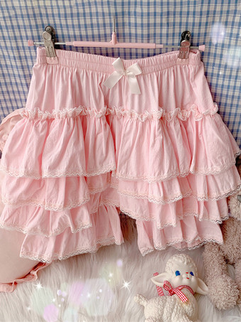 ピンク甘いロリータ ブルマ フリル ルーズ ホワイト ロリータ ショーツ