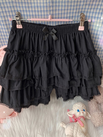 ブラック 甘いロリータ ブルマ フリル ルーズ ホワイト ロリータ ショーツ