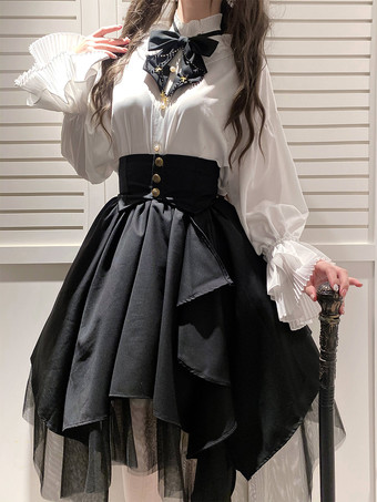 Gonne Lolita a strati nere Gothic Lolita SK