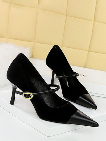 レディース ハイヒール スティレットヒール スエード レザー パンプス