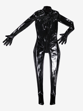 女性用ゼンテールキャットスーツ ラテックス アンモニア パテントレザー ジャンプスーツ