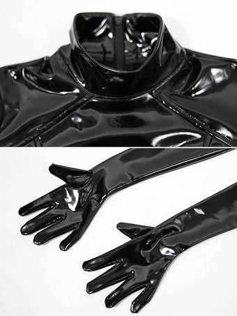 女性用ゼンテールキャットスーツ ラテックス アンモニア パテントレザー ジャンプスーツ