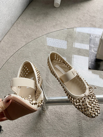 Bailarinas con diamantes de imitación para mujer Zapatos planos Mary Jane con punta redonda y lazo