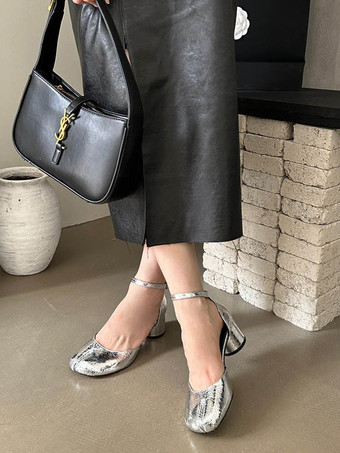 レディース ヒールサンダル ラウンドトゥサンダル チャンキーヒール PUレザー