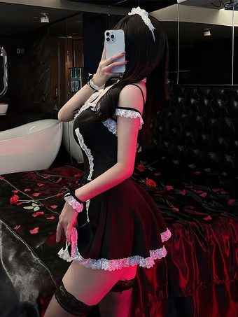 女性セクシーなメイド衣装レディースドレスニーハイソックスサーヴァントガールコスチューム