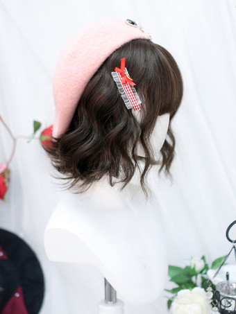 ROCOCO スタイル ロリータウィッグ ショート 編み込み 耐熱ファイバー コーヒーブラウン ロリータ アクセサリー