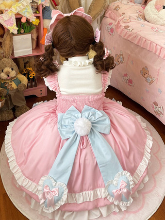 スイートロリータドレスポリエステルノースリーブジャンパーロリータドレス