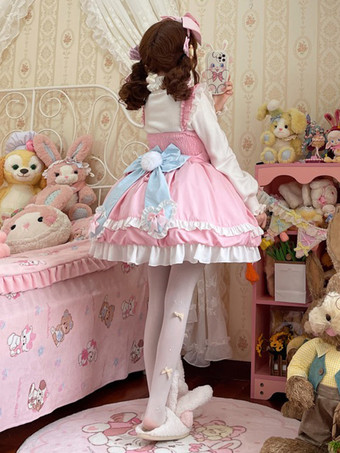 スイートロリータドレスポリエステルノースリーブジャンパーロリータドレス