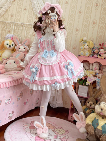 スイートロリータドレスポリエステルノースリーブジャンパーロリータドレス