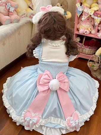 スイートロリータドレスポリエステルノースリーブジャンパーロリータドレス