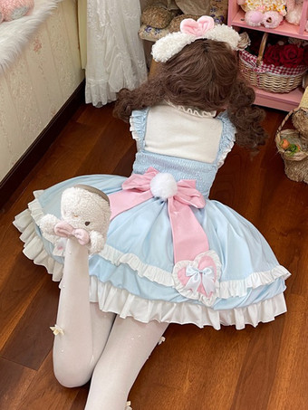 スイートロリータドレスポリエステルノースリーブジャンパーロリータドレス