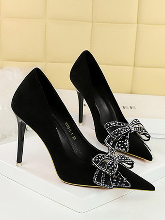 レディース ハイヒール シック ポインテッドトゥ パンプス スティレットヒール スエード レザー