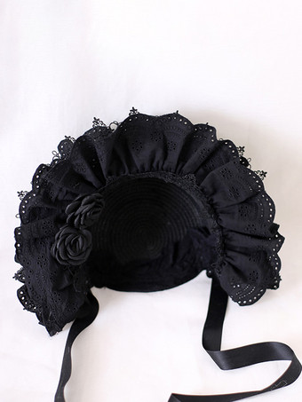 クラシックロリータ帽子バーガンディフラワーアクセサリーレースポリエステルロリータアクセサリー