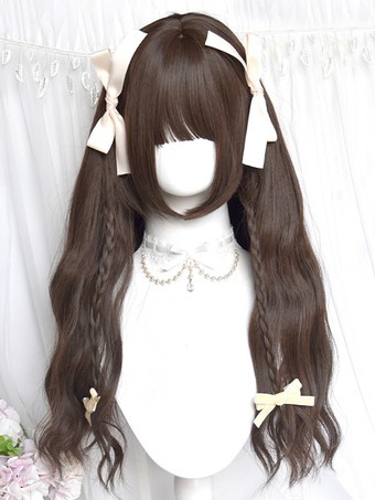 ROCOCO スタイル ロリータ ウィッグ ロング 耐熱ファイバー ライトブラウン ロリータ アクセサリー