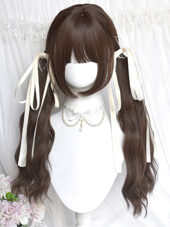 ROCOCO スタイル ロリータ ウィッグ ロング 耐熱ファイバー ライトブラウン ロリータ アクセサリー