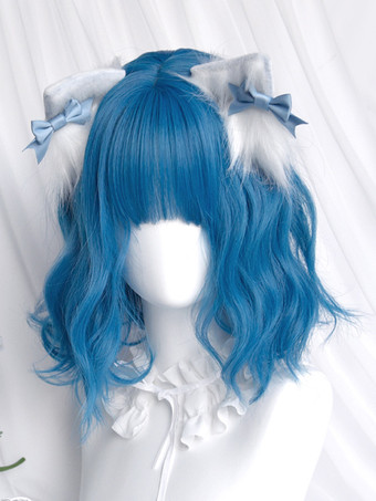 スイートロリータ ウィッグ ショート 耐熱ファイバー ブルー ロリータ アクセサリー