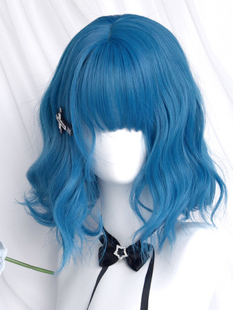 スイートロリータ ウィッグ ショート 耐熱ファイバー ブルー ロリータ アクセサリー