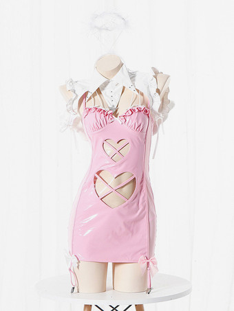 ピンクセクシー全身タイツ ハロウィン セクシーな全身タイツコスチューム 女性用 魔女 悪魔スーツ セクシーランジェリー メイド服