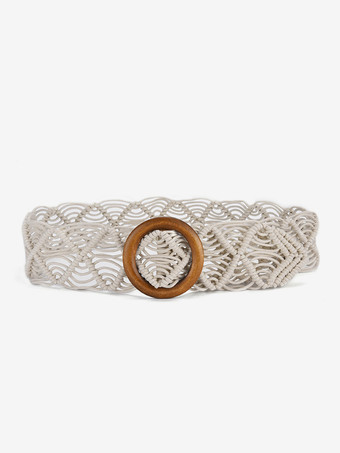 ホワイト ボヘミアンベルト カットアウトリングディテール シックなベルト