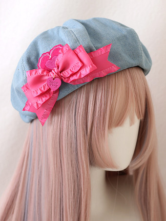 ロココスタイル ロリータ帽子 ライトスカイブルー リボン アクセサリー ポリエステル ロリータ アクセサリー