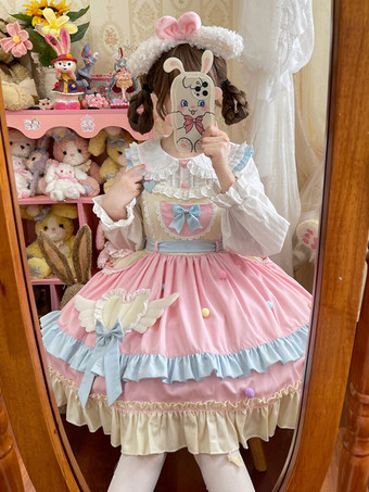 スイートロリータドレスポリエステルノースリーブスイートジャンパーロリータドレス