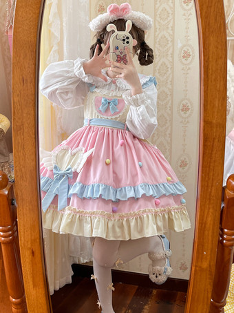 スイートロリータドレスポリエステルノースリーブスイートジャンパーロリータドレス