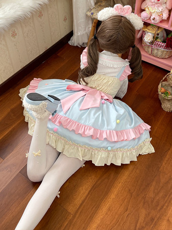スイートロリータドレスポリエステルノースリーブスイートジャンパーロリータドレス