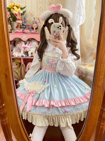 スイートロリータドレスポリエステルノースリーブスイートジャンパーロリータドレス