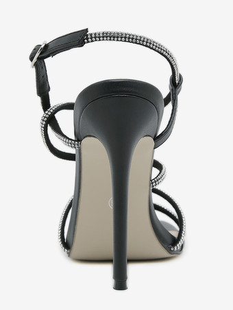 レディース ヒール サンダル ピープトウ スティレットヒール サンダル PU レザー