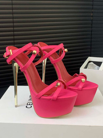 セクシーなサンダル女性のためのブラック PU レザーピープトウ 2.4 "メタルディテール 6.3" セクシーな靴