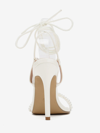 レディース ヒール サンダル ポインテッドトゥ スティレットヒール PU レザー サンダル