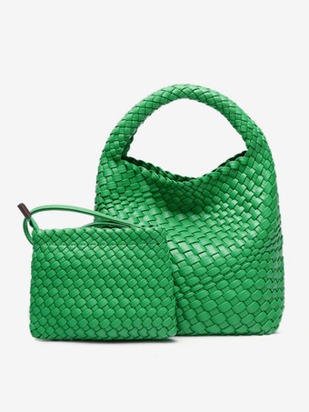 Green Women's Bags PU Leather Cylindrical Shape Single Strap Plaid Bag