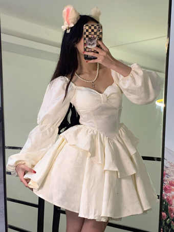 ゴスロリ ドレス フリル ティアード ブラック 生成り ホワイト