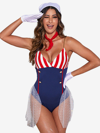 セーラーコスチュームセクシーなレディースボールパーティージャンプスーツ