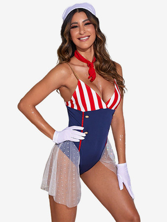 セーラーコスチュームセクシーなレディースボールパーティージャンプスーツ