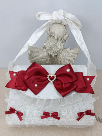 ワインレッド ロココスタイルロリータハンドバッグカメオピンクPUレザーチェーンフリルリボンハンドバッグロリータアクセサリー