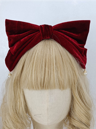 ワインレッド スウィートロリータアクセサリー ブラックパール リボン 帽子 その他