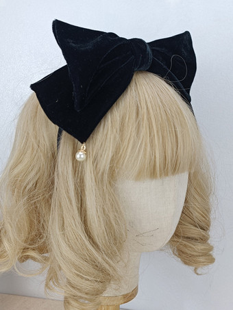 ブラック スウィートロリータアクセサリー ブラックパール リボン 帽子 その他