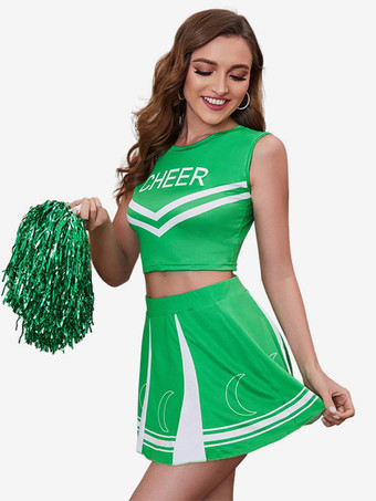 グリーン チアリーダーコスチューム レディース ブルートップスカート